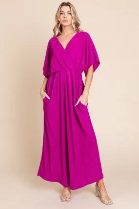 BOMBOM Surplice Maxi Dress with Pockets