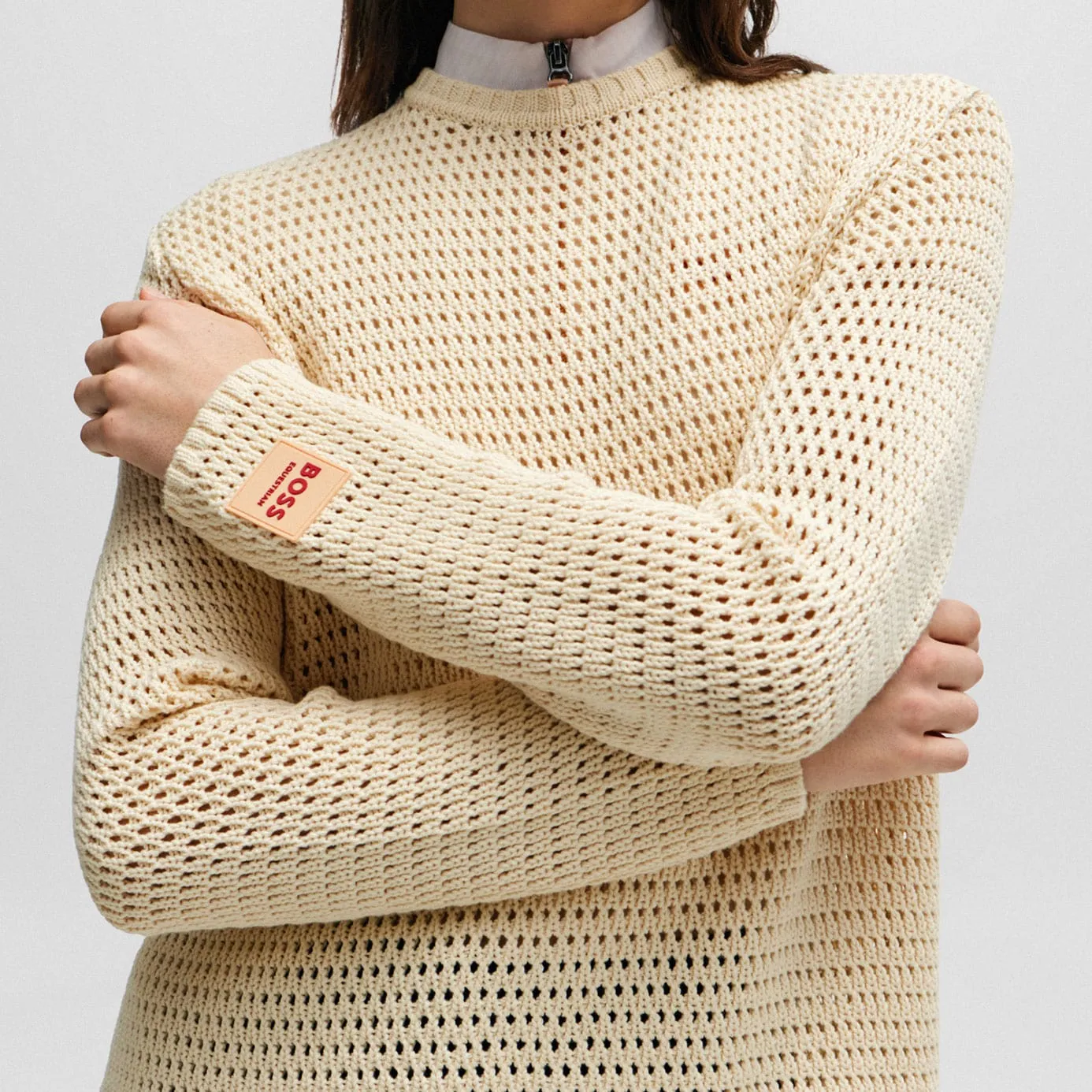 BOSS Equestrian Malin Knitted Jumper - Stone