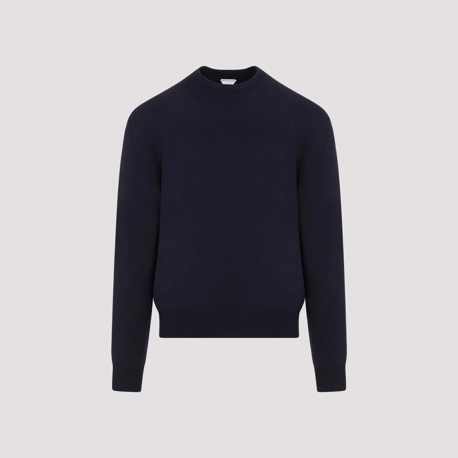 BOTTEGA VENETA Men's Cashmere Crewneck Jumper in Grey with Leather Patches and Intricate Elbow Design