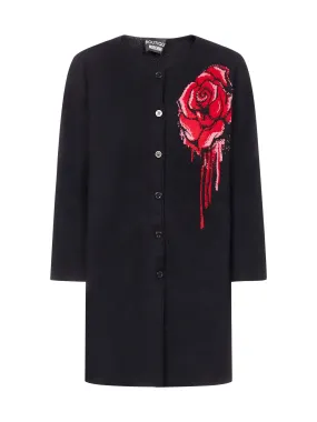 Boutique Moschino Dripping Rose Embroidered Coat