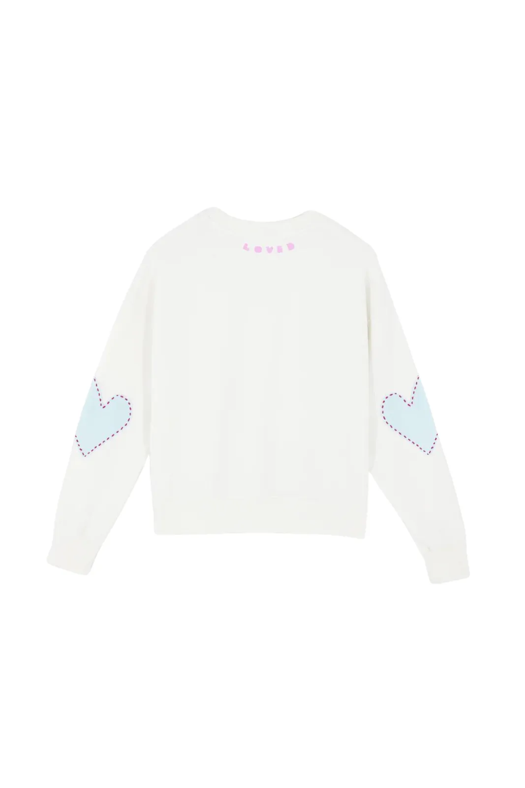 Boyfriend Sweatshirt Heart Patchwork, Cloud White