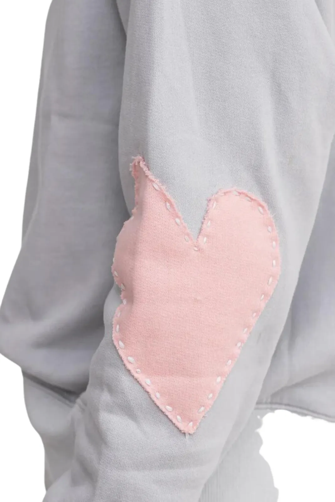 Boyfriend Sweatshirt Heart Patchwork, Cloud White