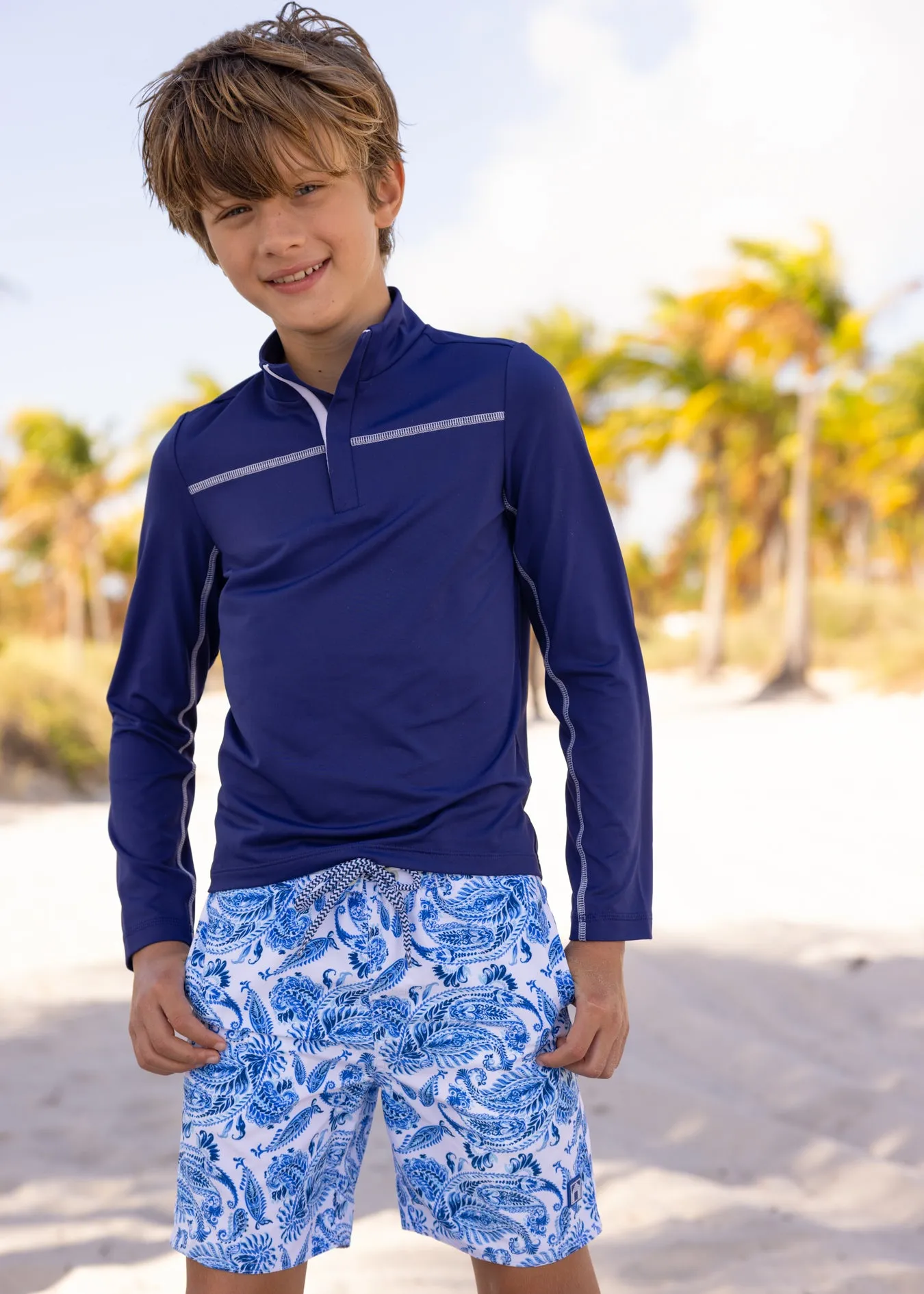 Boys Navy Sport Zip Top