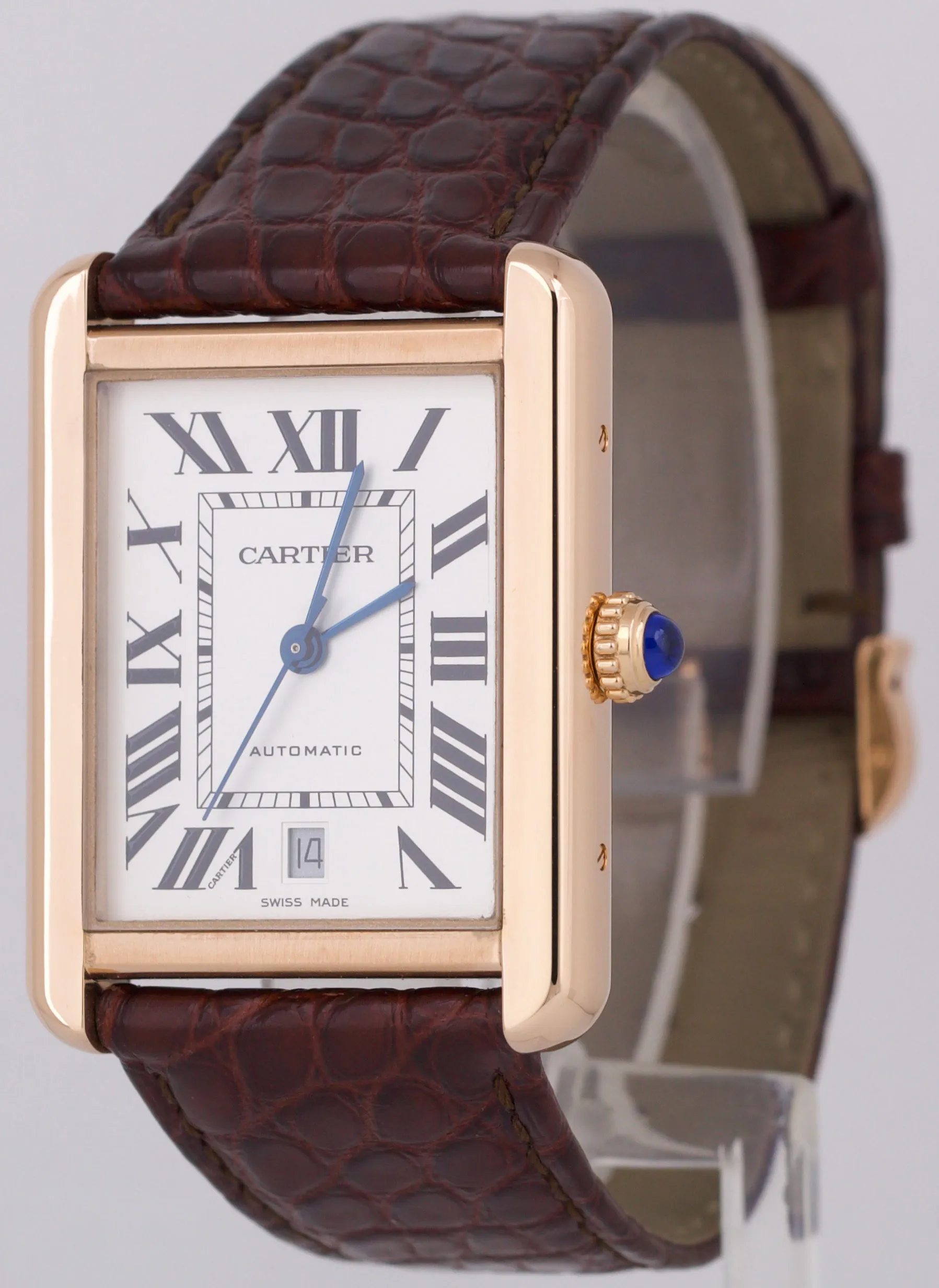 Cartier Tank Solo XL 18K Rose Gold ROMAN 31mm x 40.8mm Leather 3799 W5200026 BOX