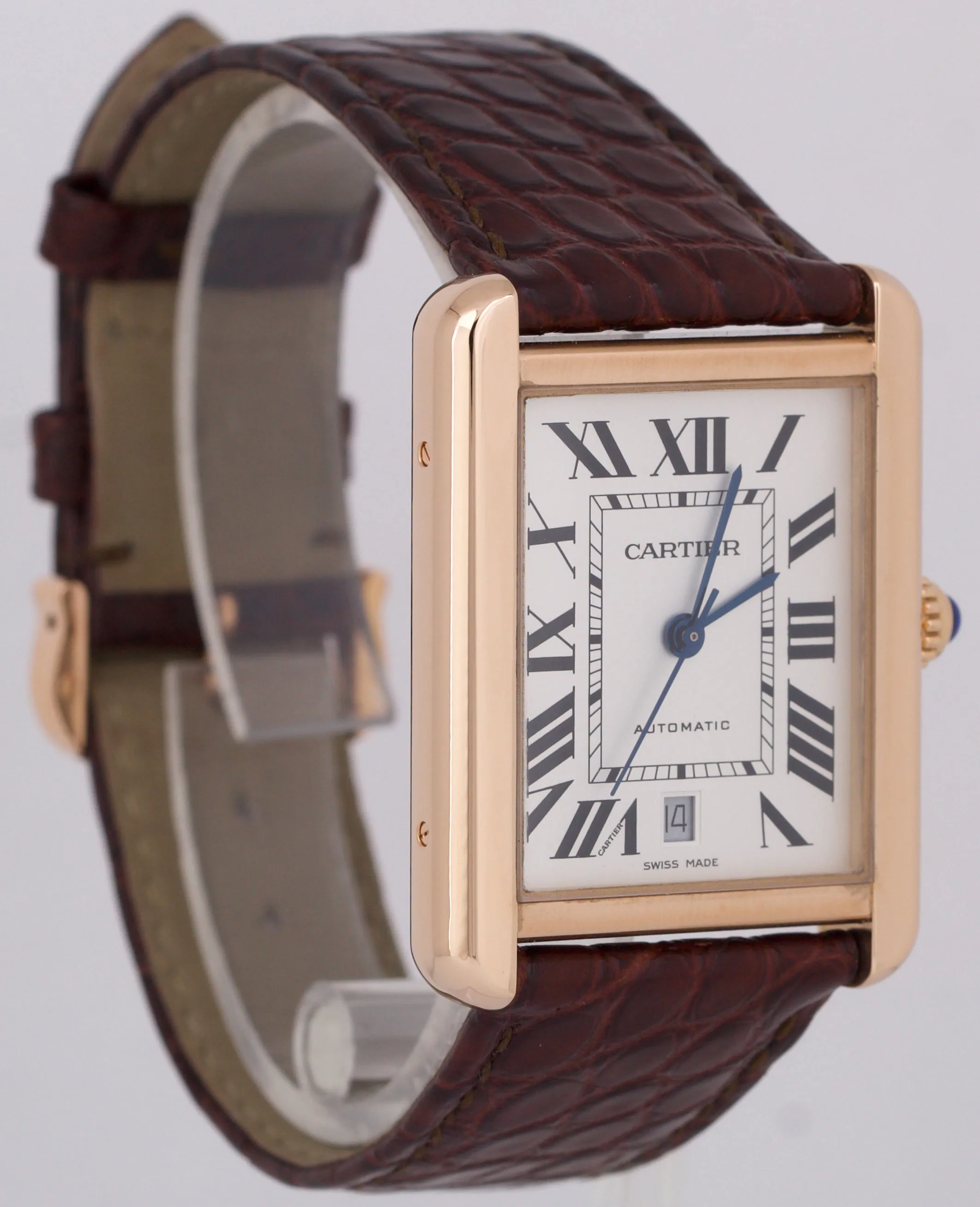 Cartier Tank Solo XL 18K Rose Gold ROMAN 31mm x 40.8mm Leather 3799 W5200026 BOX