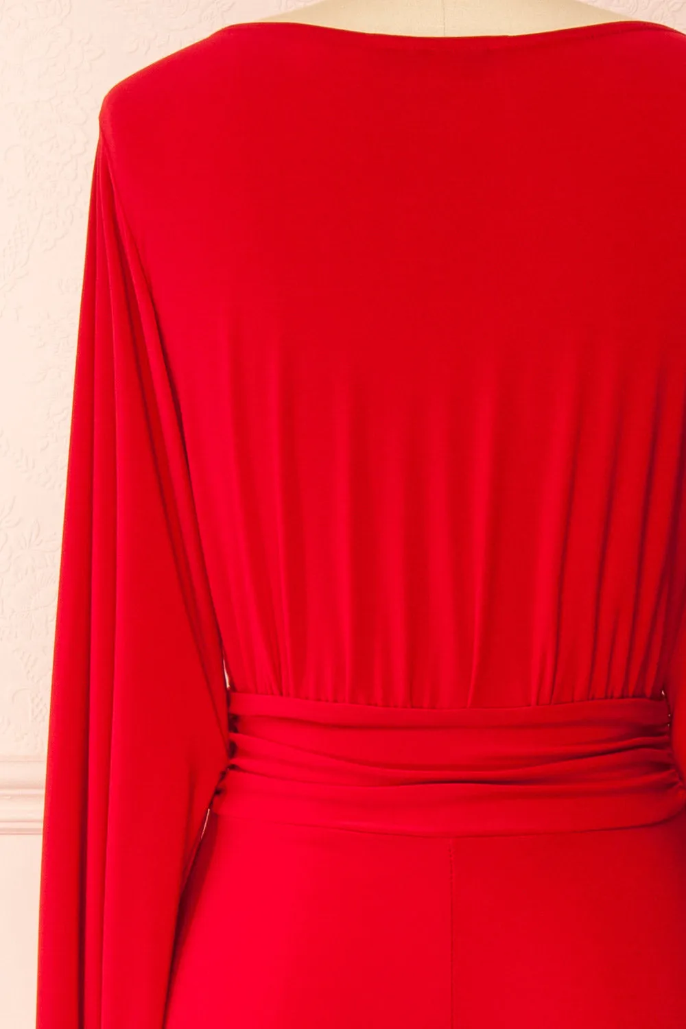 Cassidy Red | Plunging Neckline Mermaid Maxi Dress