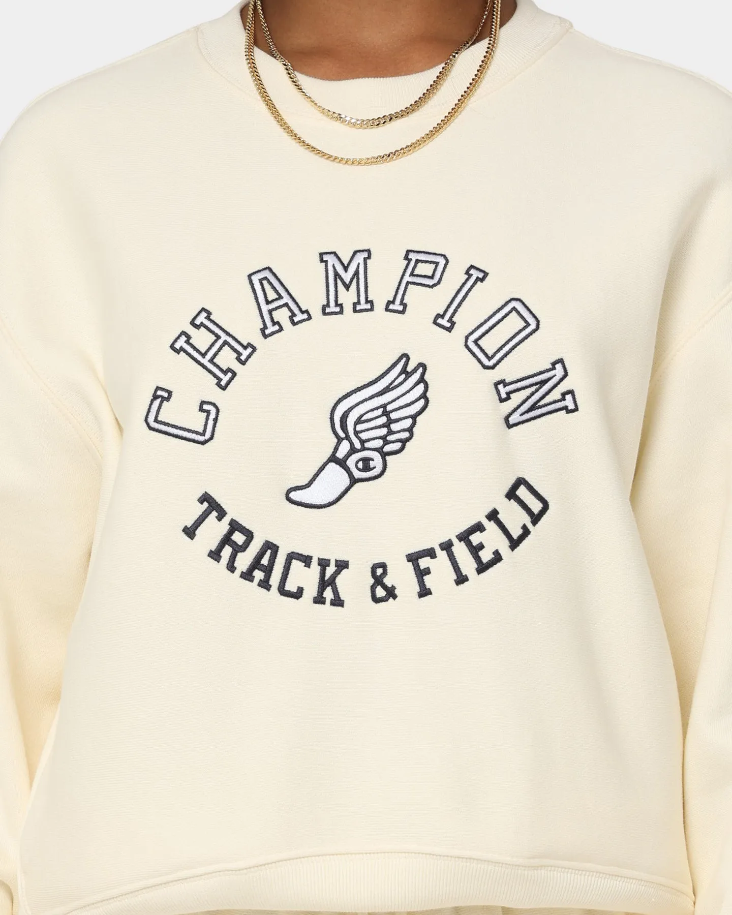 Champion Women's Reverse Weave Collegiate Crewneck Chalk White