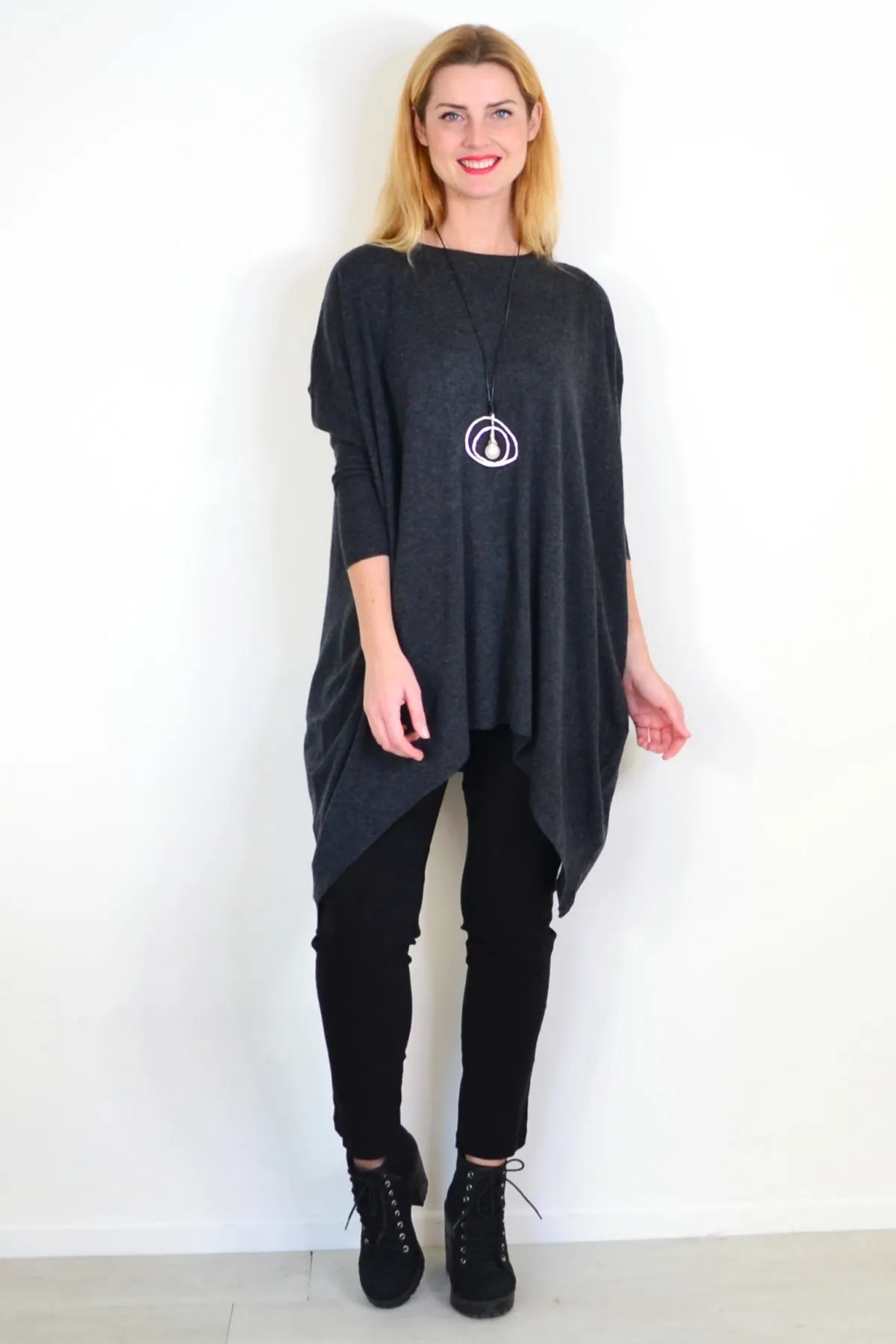 Charcoal Grey Snuggle up Tunic Top