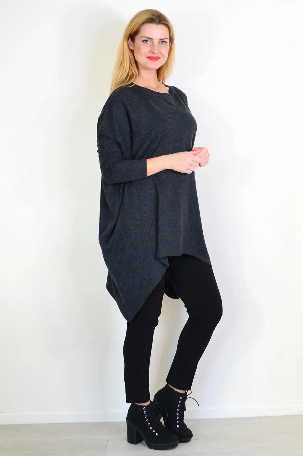 Charcoal Grey Snuggle up Tunic Top