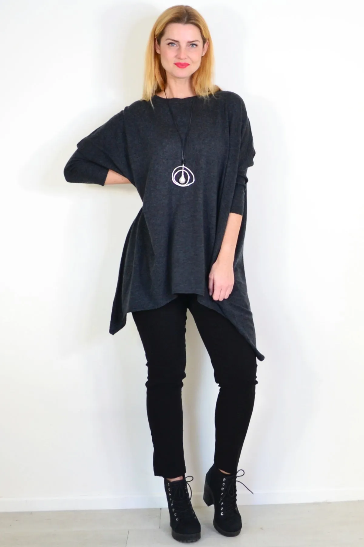 Charcoal Grey Snuggle up Tunic Top