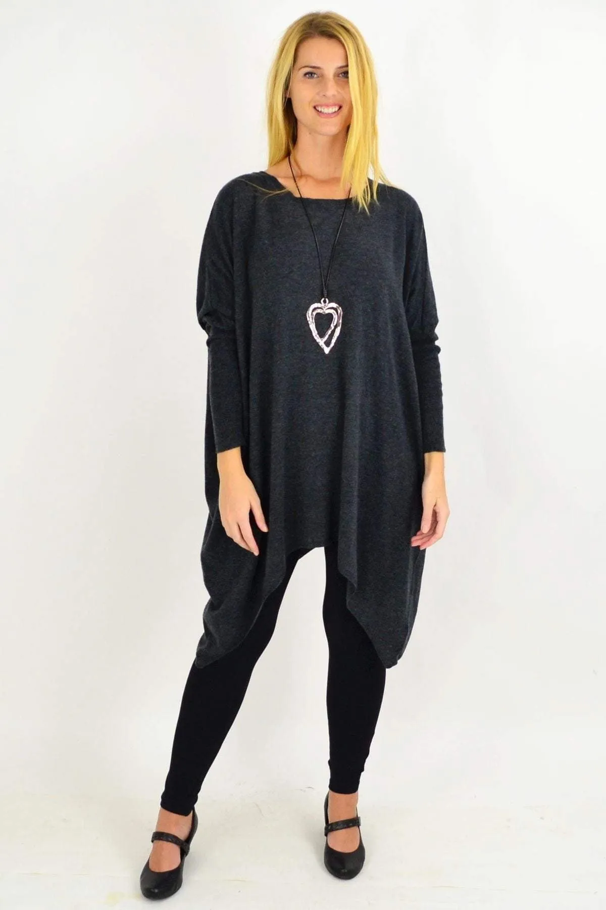 Charcoal Grey Snuggle up Tunic Top