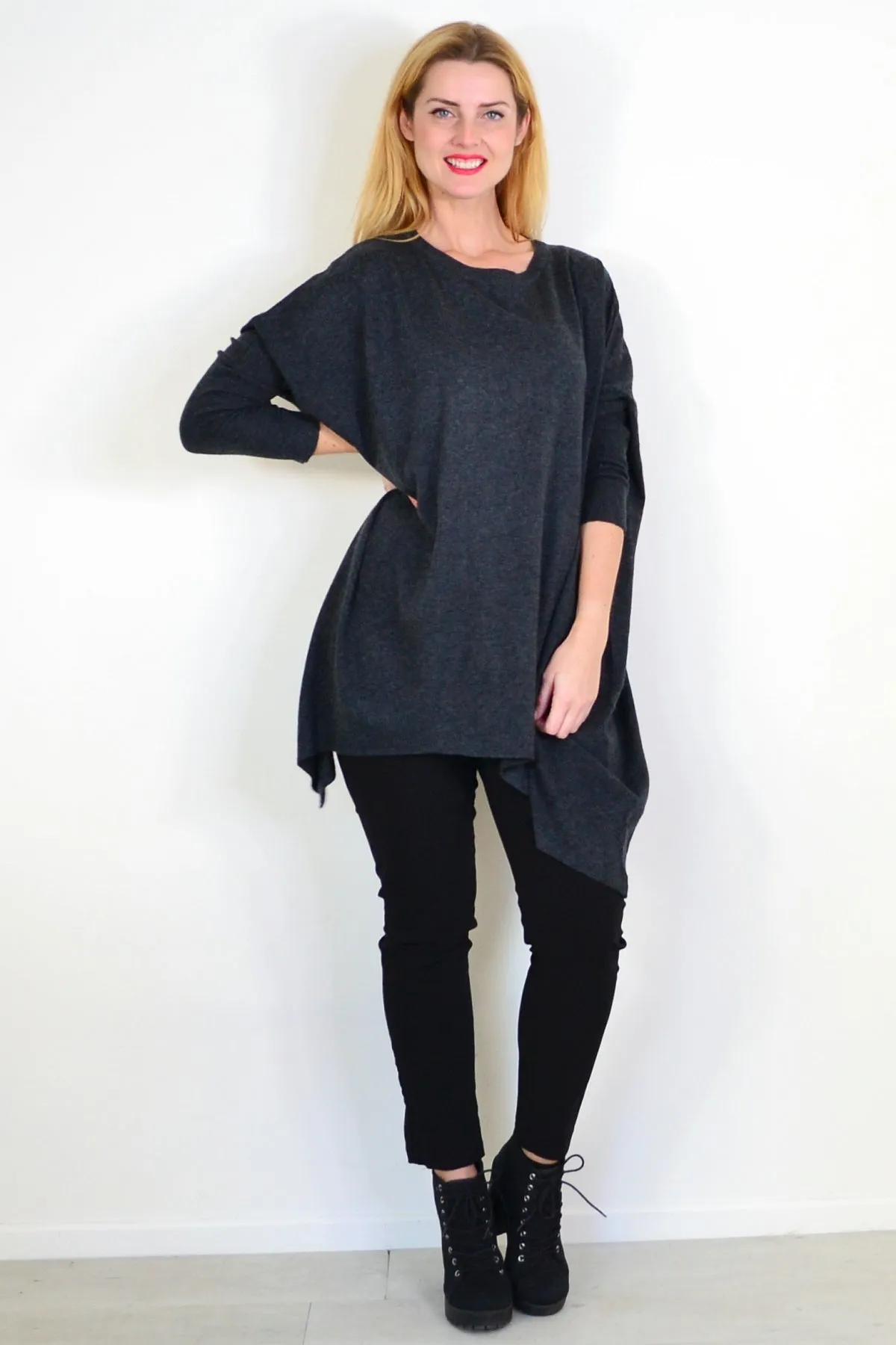 Charcoal Grey Snuggle up Tunic Top