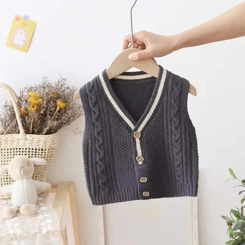 Children Knitted Chunky Sweater Outwear Vest kids