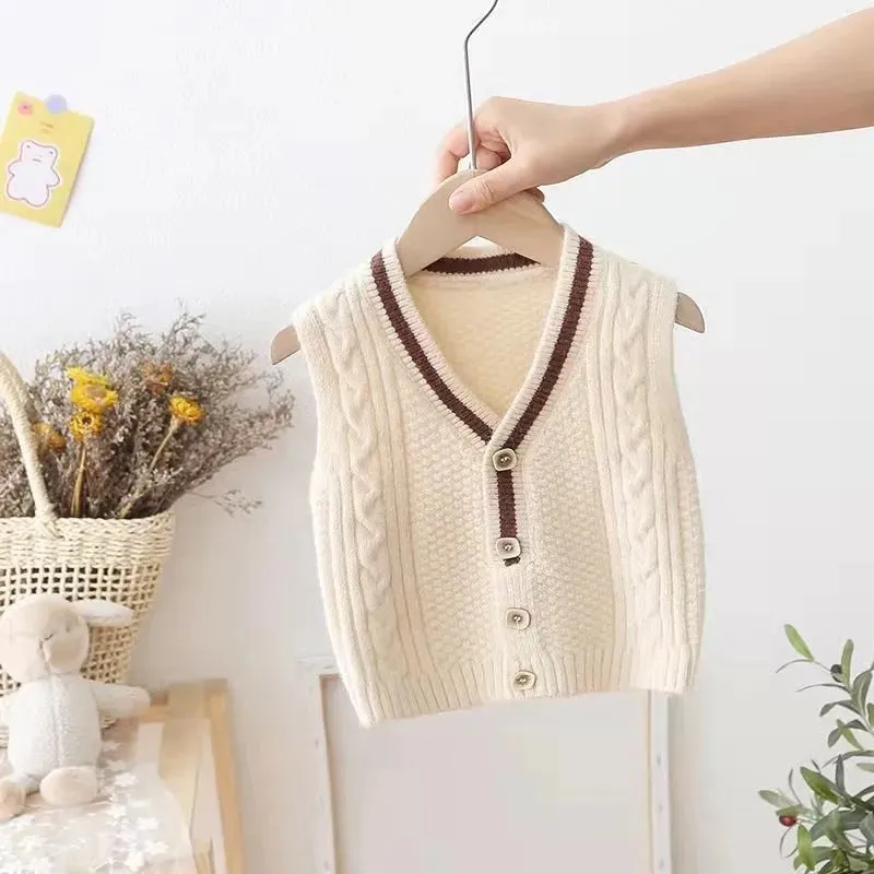 Children Knitted Chunky Sweater Outwear Vest kids