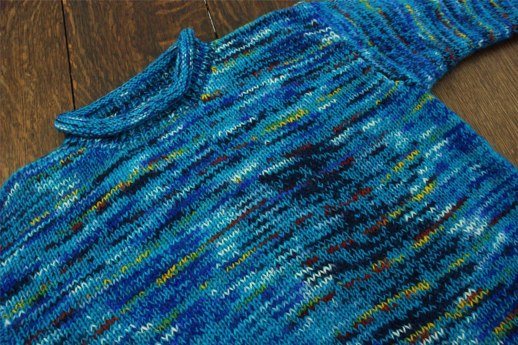 Chunky Wool Knit Jumper Space Dye - SD Bright Blue Mix