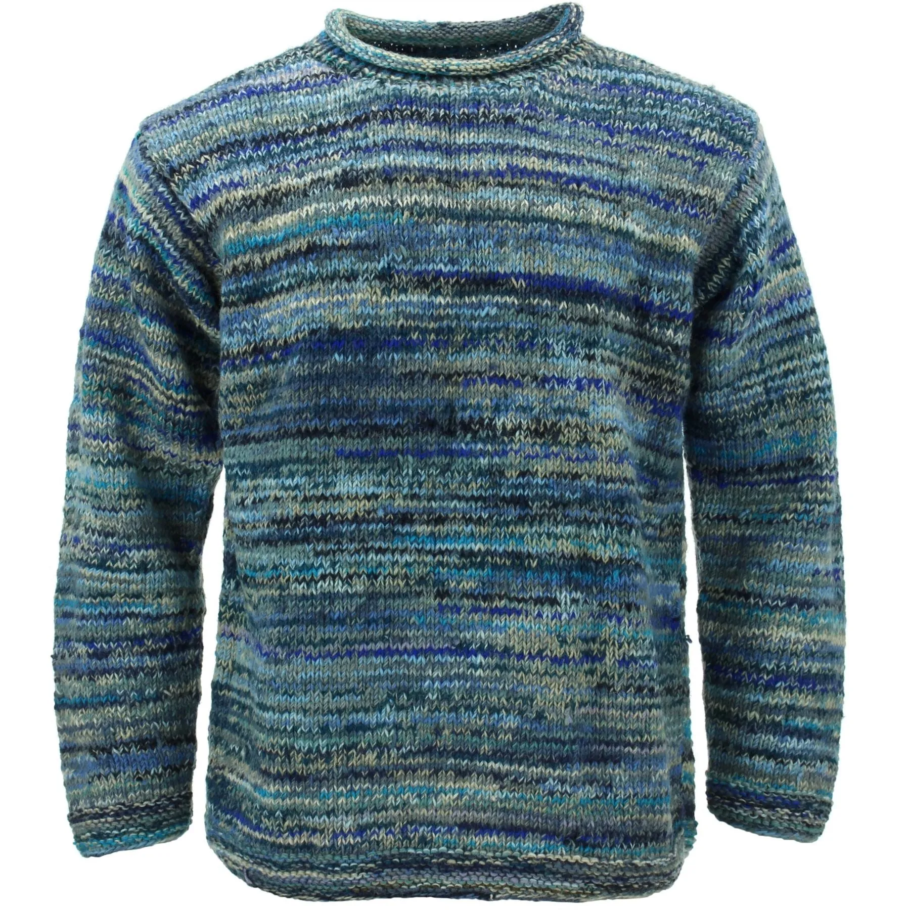 Chunky Wool Space Dye Knit Jumper - Grey