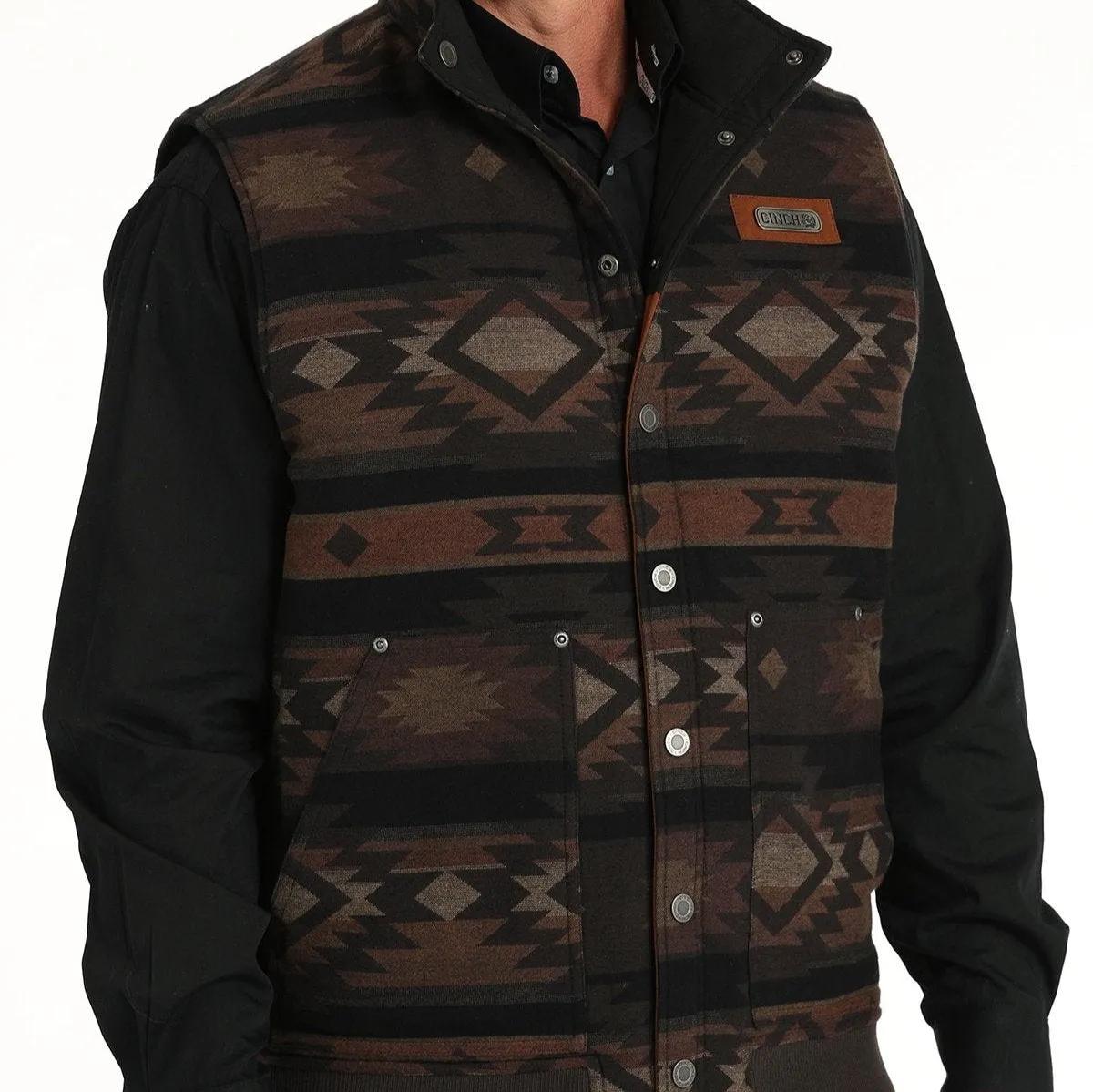 Cinch Men's Reversible Quilted Vest in Brown & Black