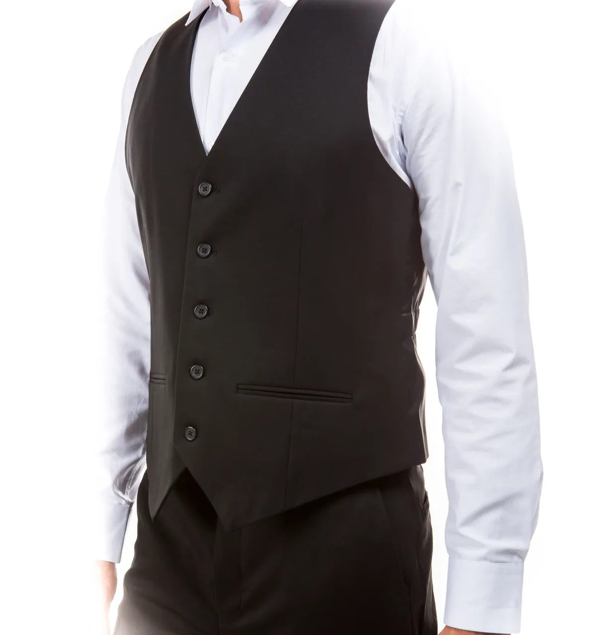 Classic Black Solid Suit Dress Vest