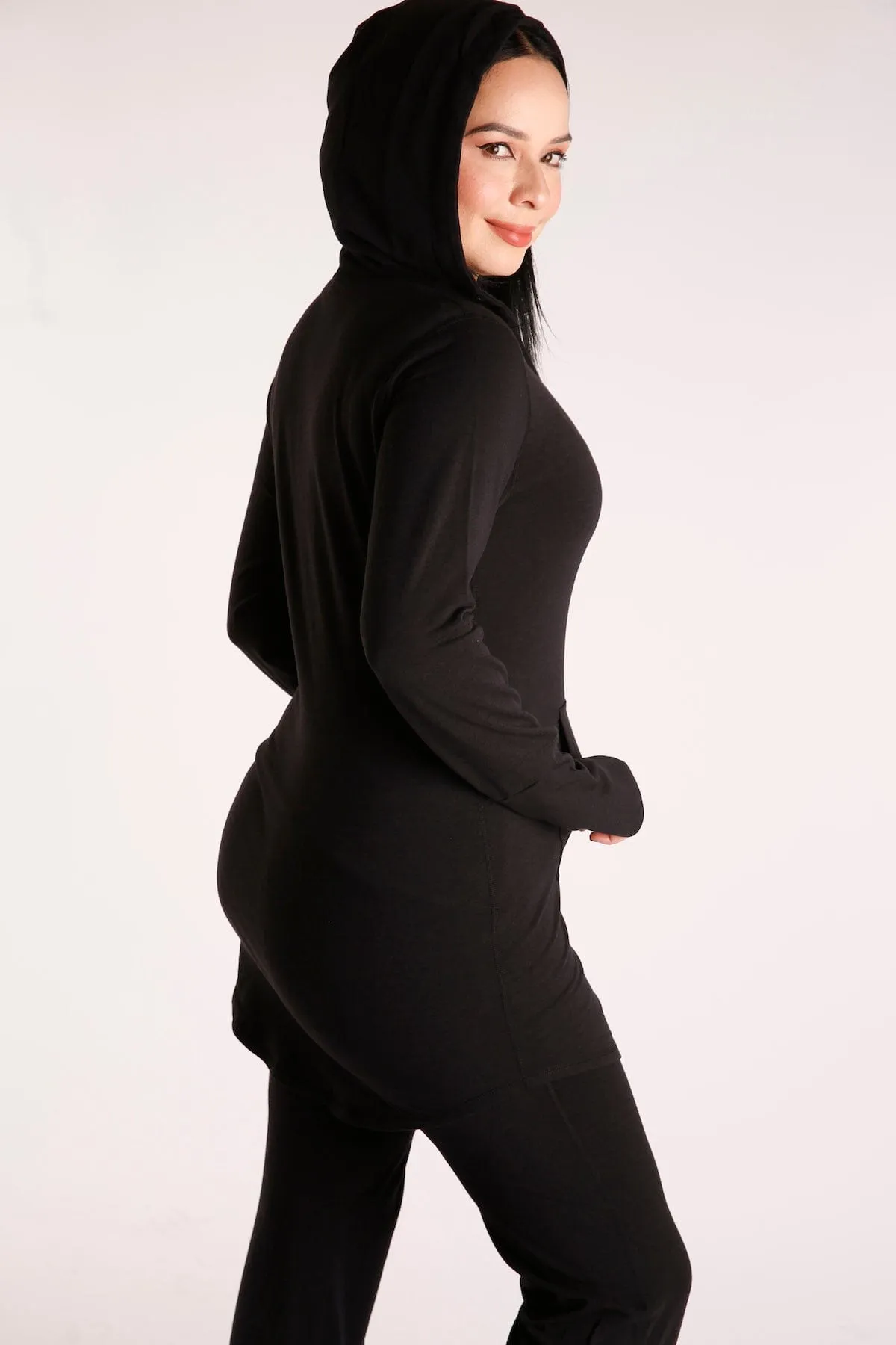 Cleo Tunic Hoodie - Black