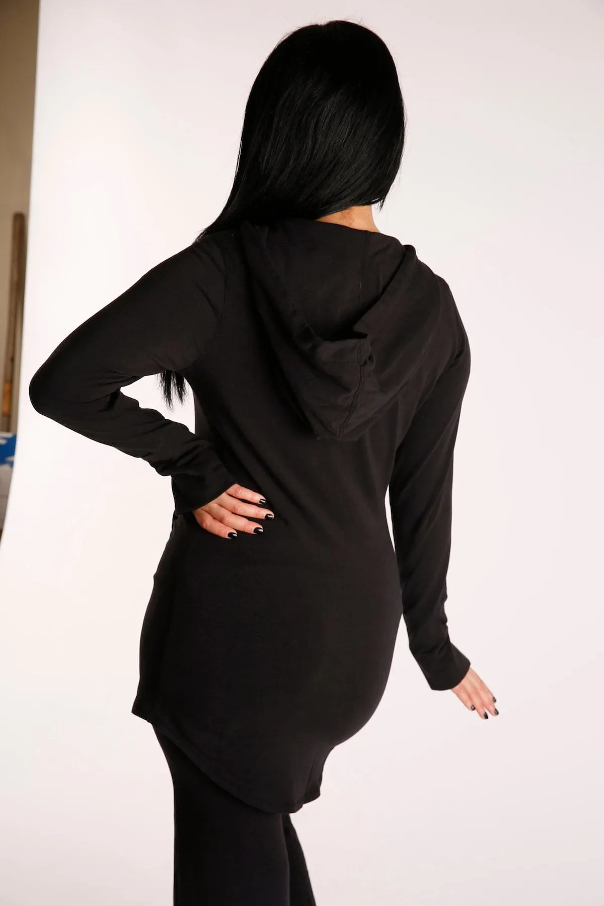 Cleo Tunic Hoodie - Black