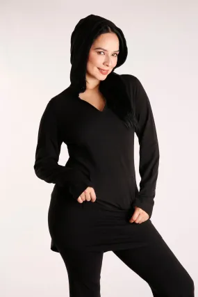 Cleo Tunic Hoodie - Black