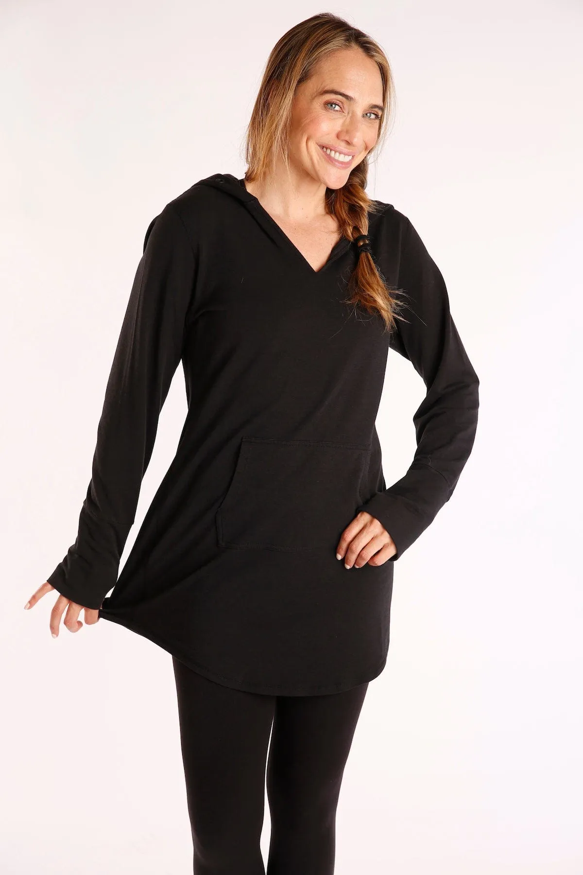 Cleo Tunic Hoodie - Black