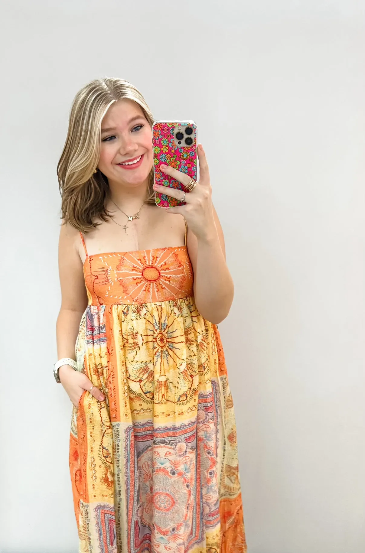 Colorblock Print Maxi Dress