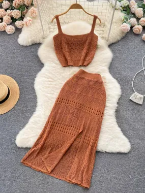 Copper Crochet Artisan Knitwear Two-Piece Dress