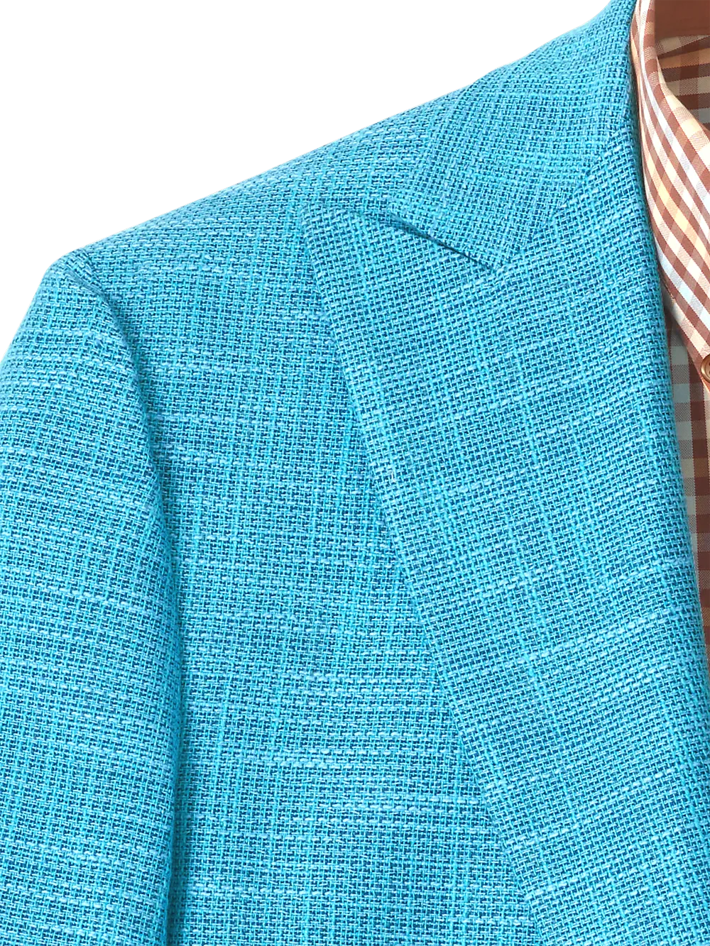 Cotton Blend Peak Lapel Sport Coat - Aqua