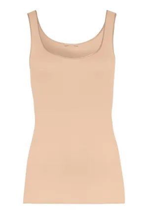 Cotton Seamless Round Neck Cotton Tank Top | Beige 71604-274