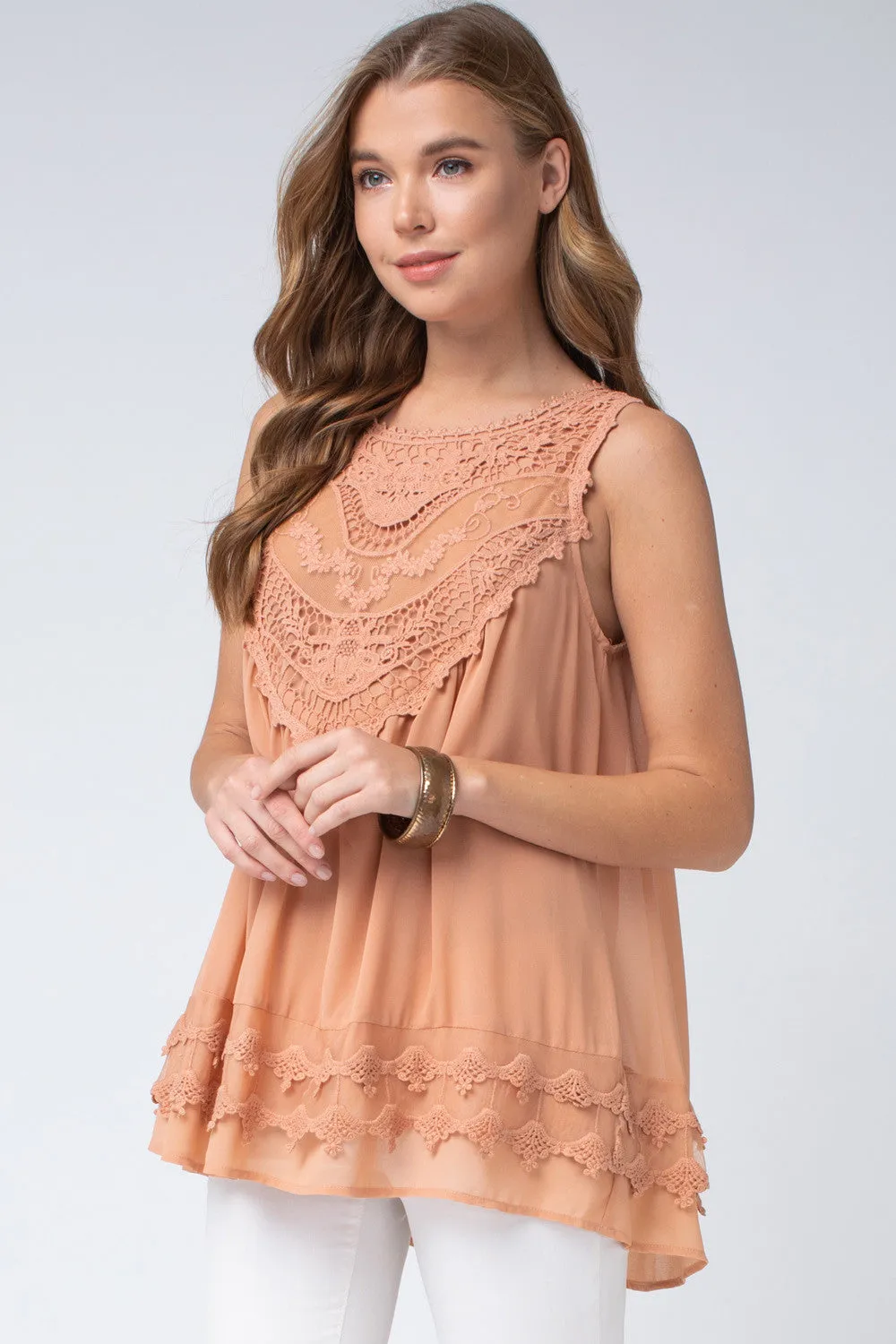 Crochet Bohemian Tank, Blush