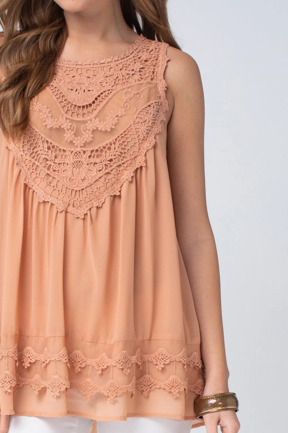 Crochet Bohemian Tank, Blush