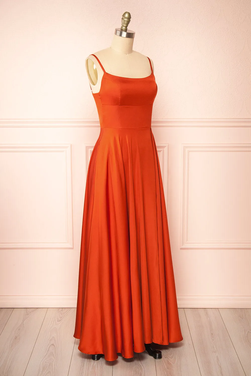 Darcy Rust | Maxi Satin Dress w/ Slit