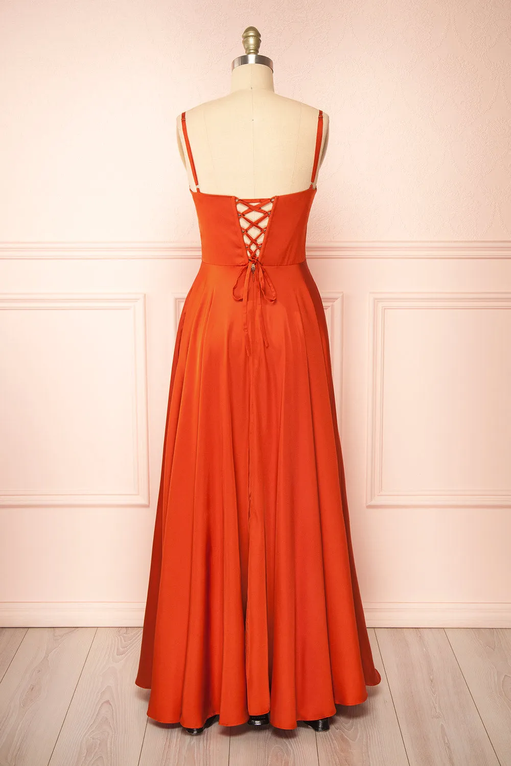 Darcy Rust | Maxi Satin Dress w/ Slit