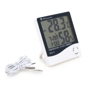 Dgarys Plastic Indoor Outdoor Temperature Humidity Hygrometer, Temperature, Humidity, Calendar, Clock, Alarm, Tabletop Or Wall Mount Htc-2