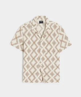 Diamond Open-Knit Cabana Shirt in Chalk