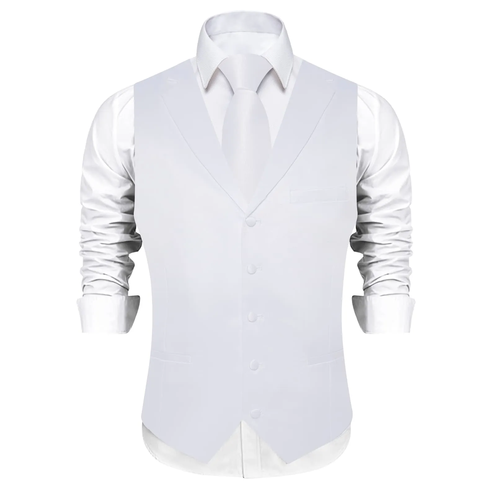 DiBanGu Tuxedo Waistcoat Pure White Solid Notched Collar Mens Dress Wedding Vest