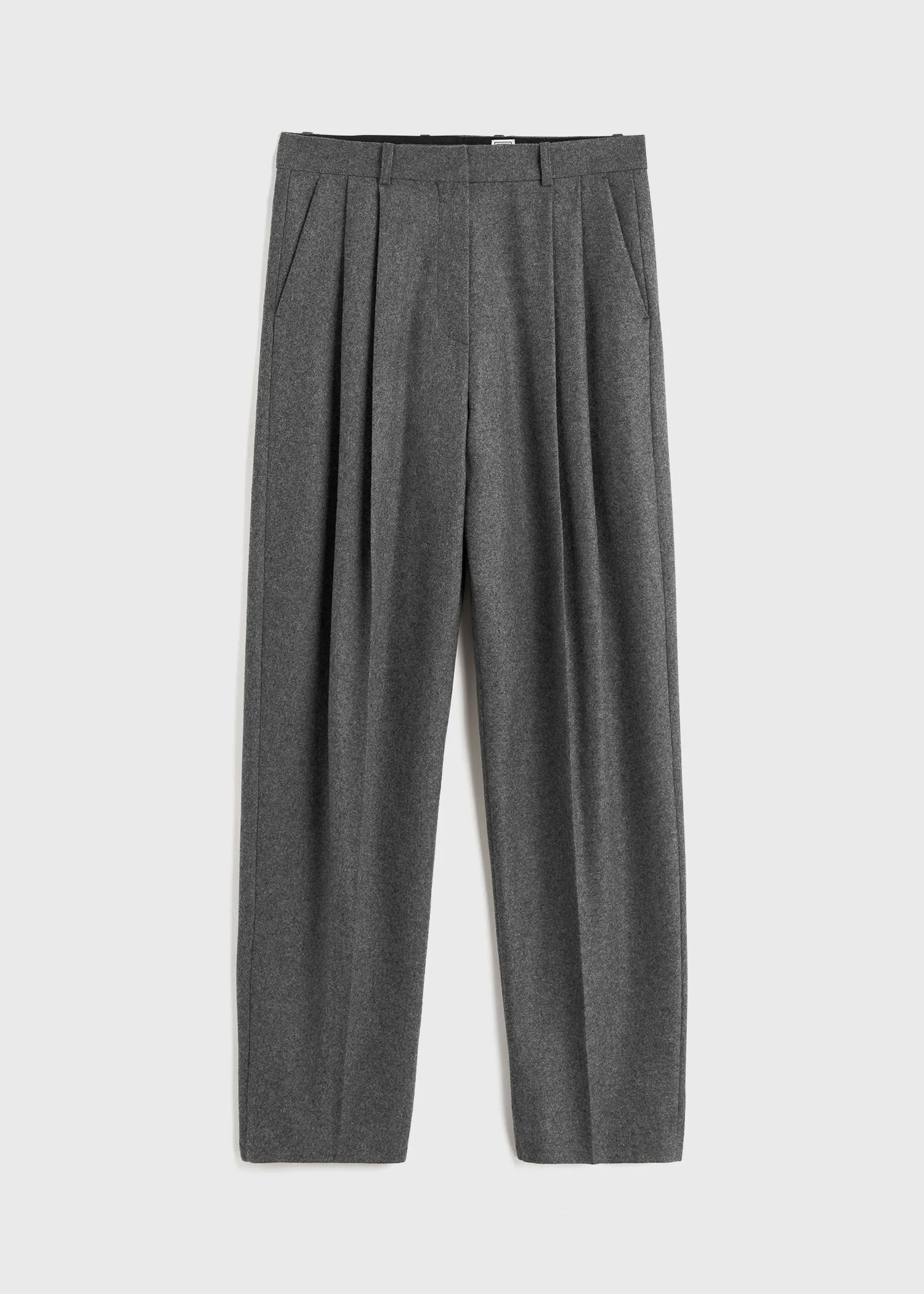 Double-pleated tailored trousers grey melange