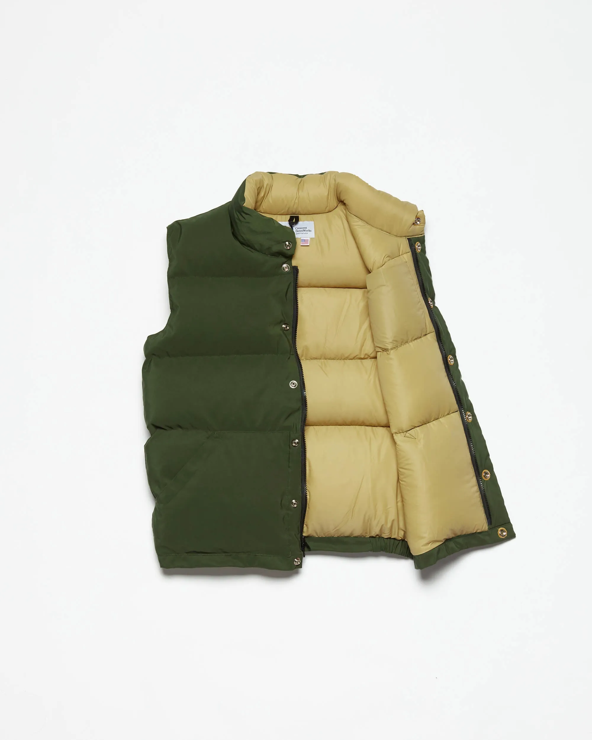 Down Italian Vest - Olive