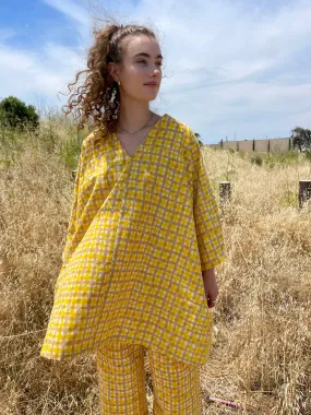 Dress Camel & Yellow Grid