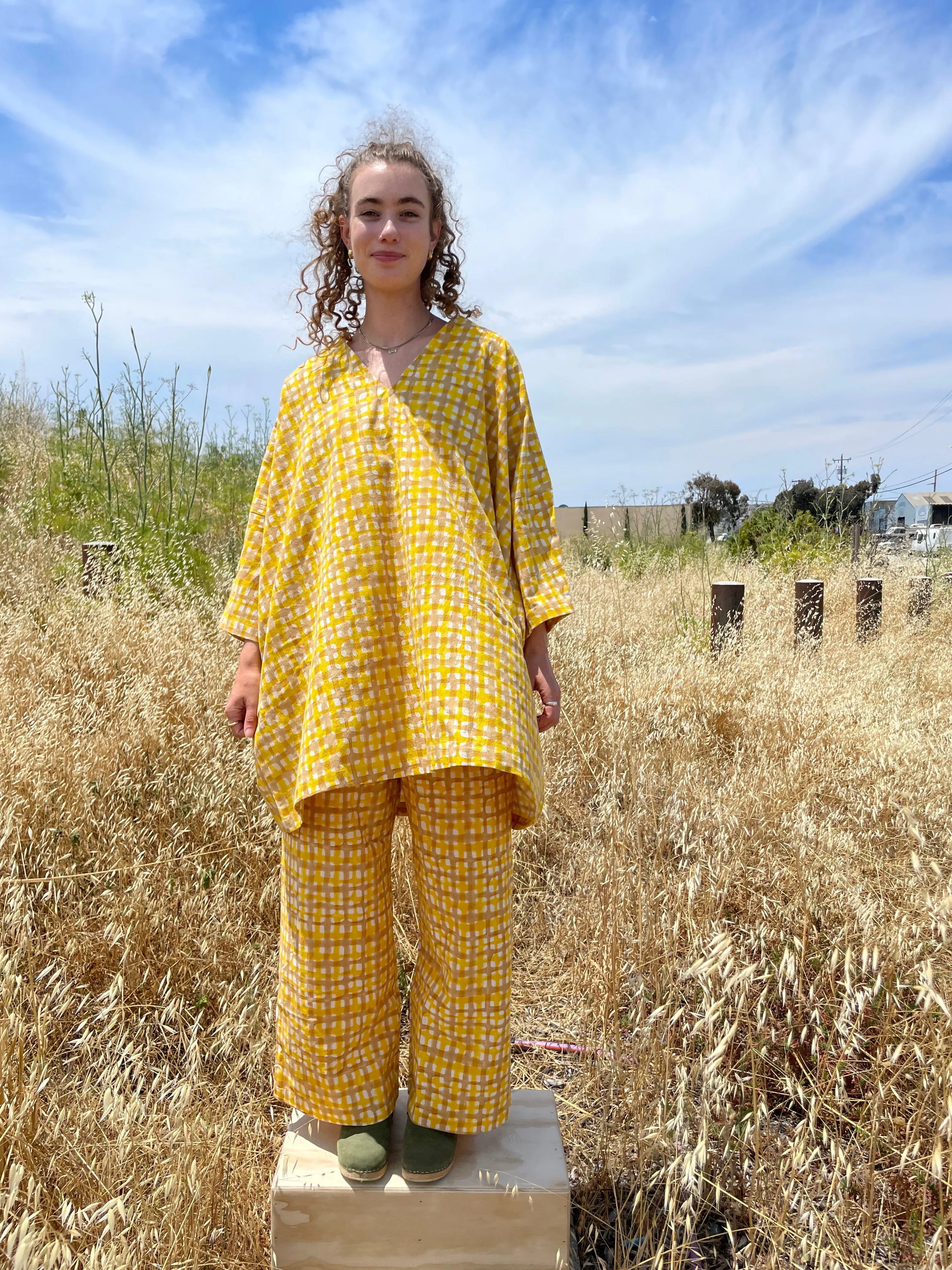 Dress Camel & Yellow Grid