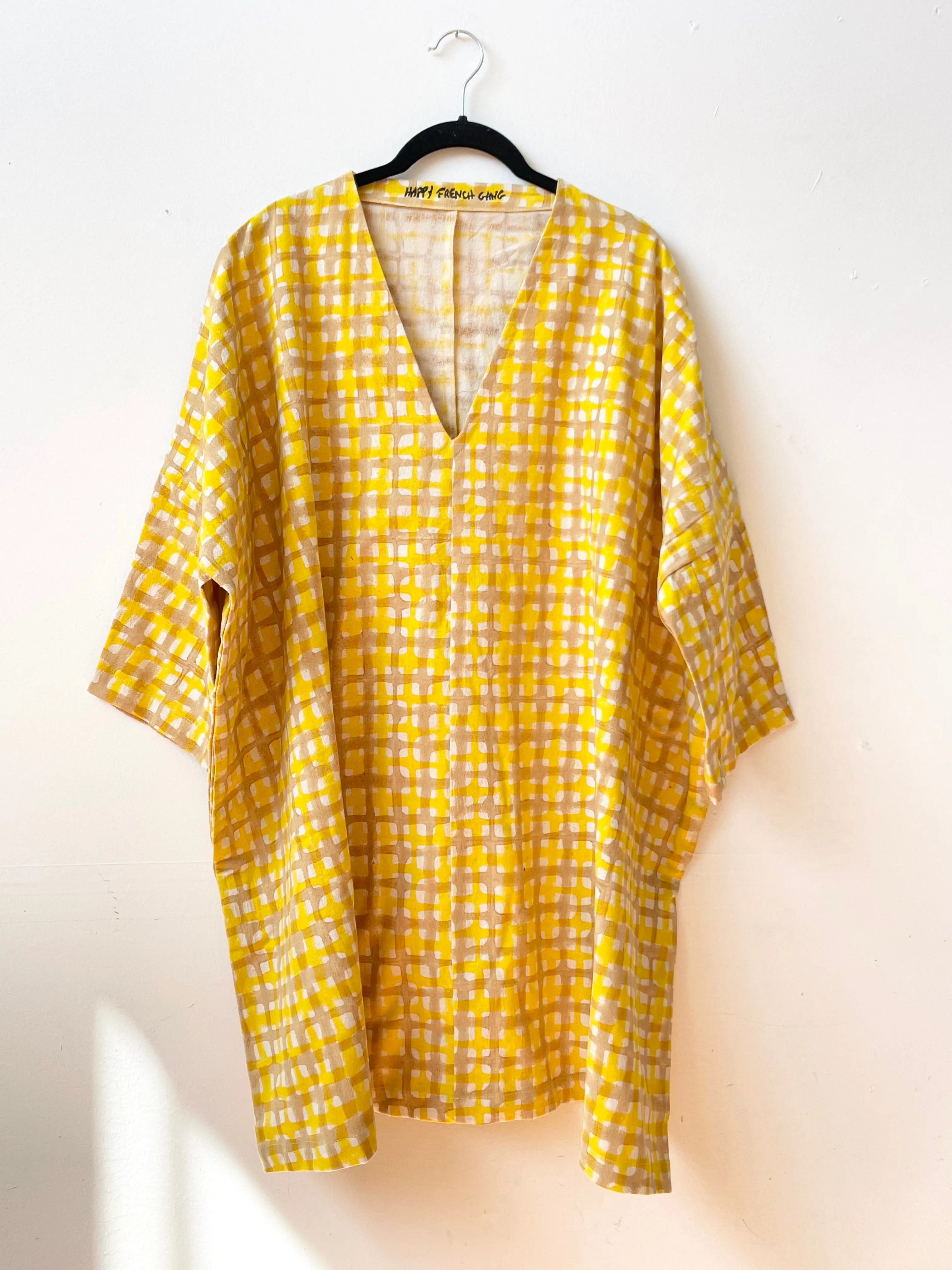 Dress Camel & Yellow Grid