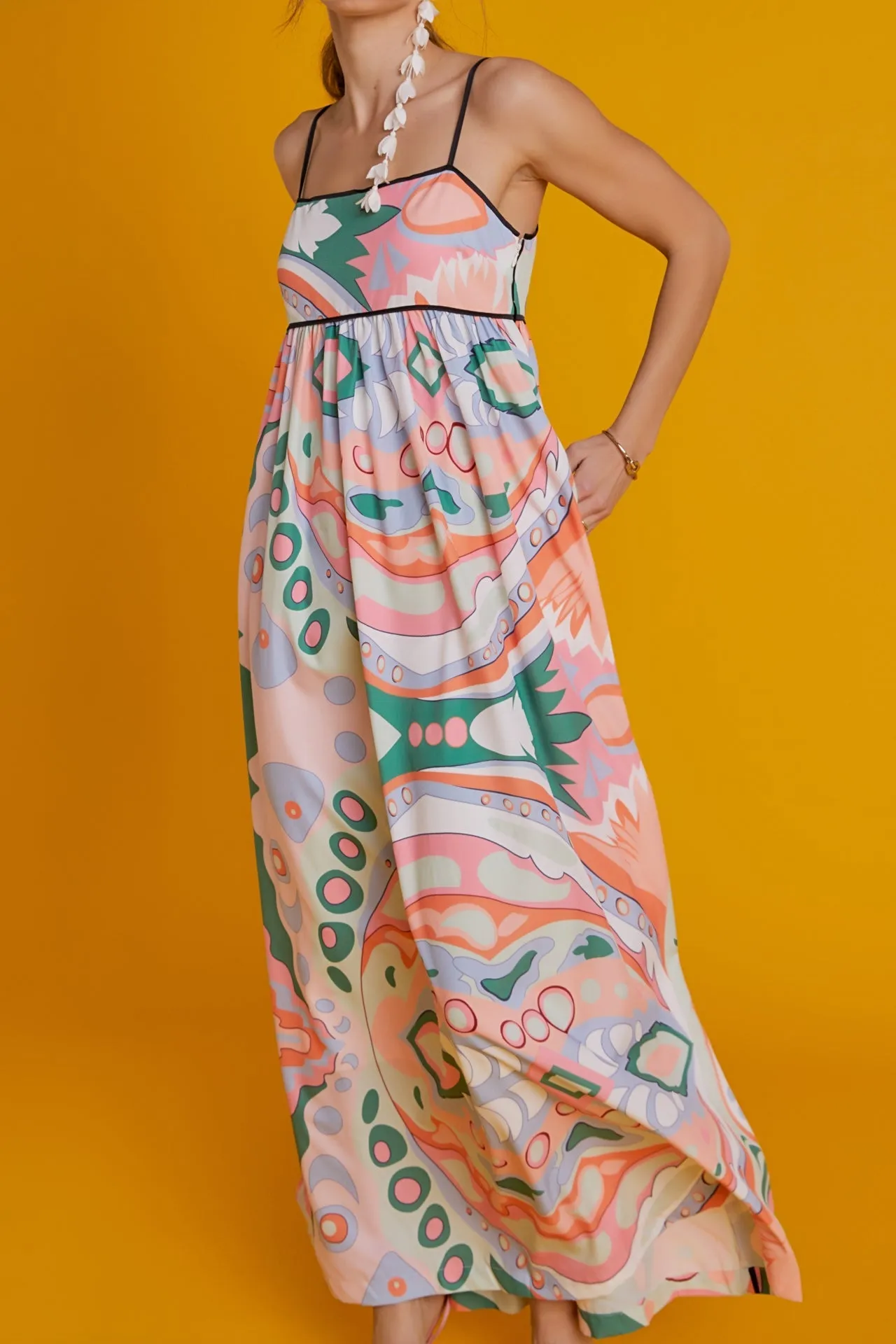 English Factory - Print Empire Waist Maxi Dress