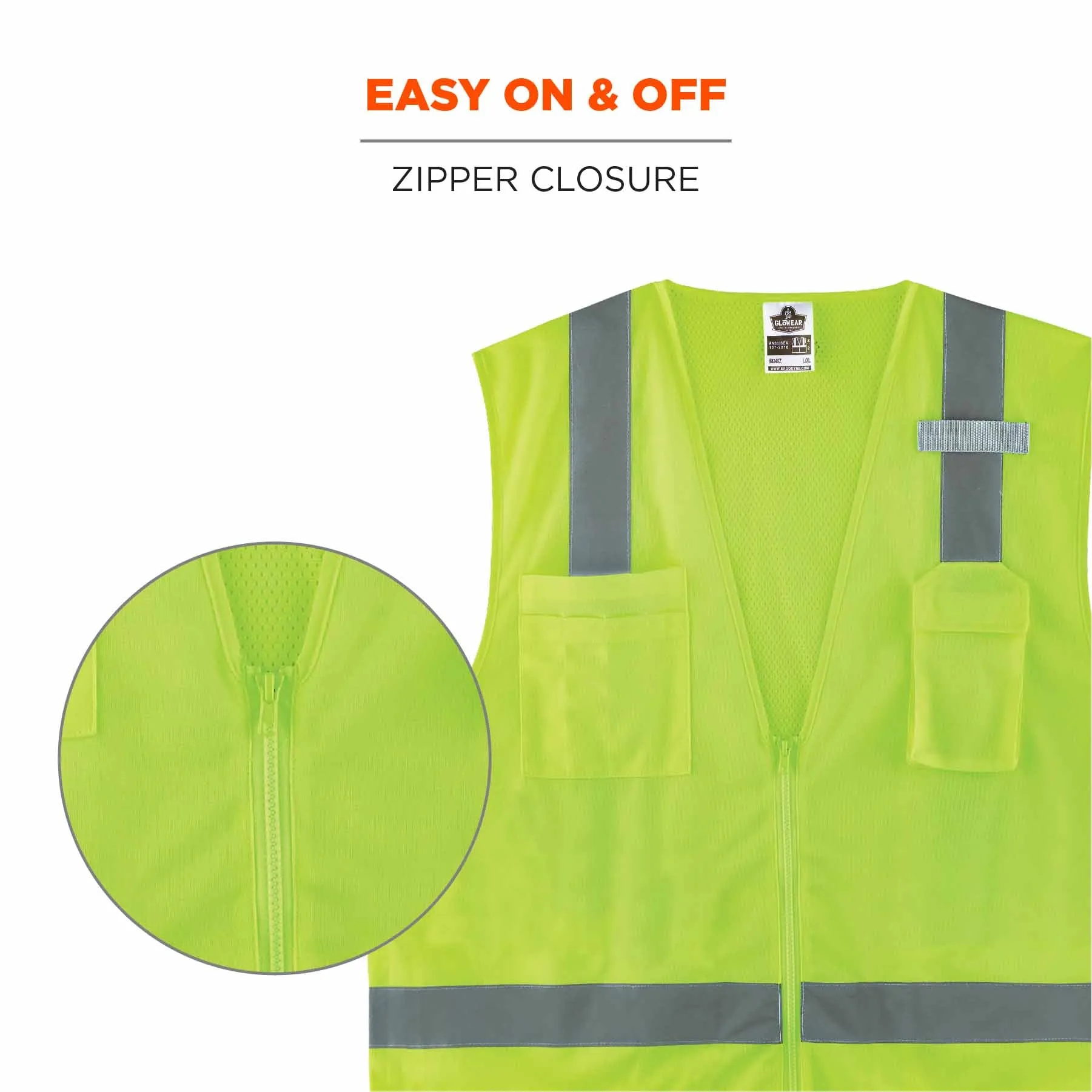 Ergodyne 24509 8249Z-S 5XL Lime Class 2 Economy Surveyors Vest - Single Size