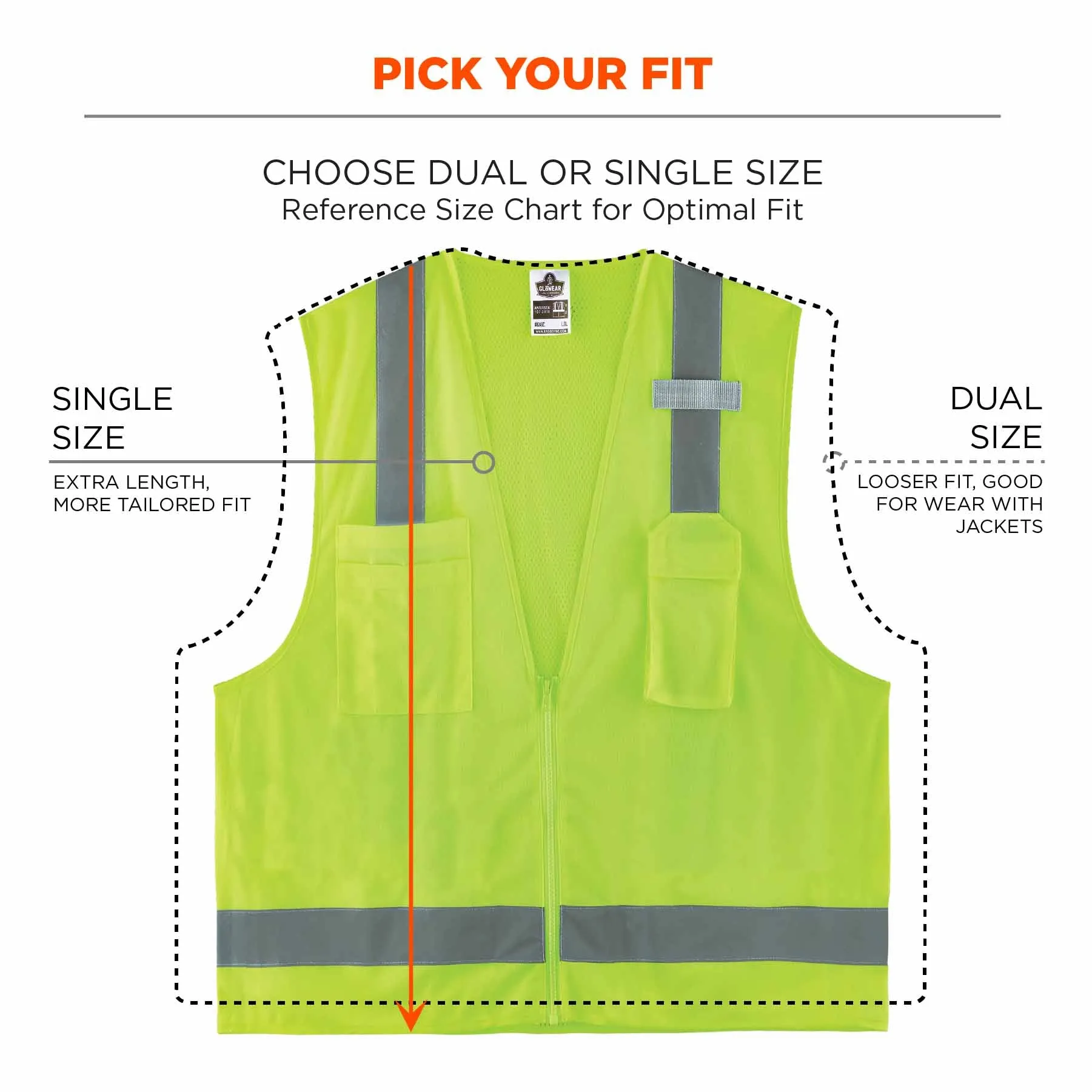 Ergodyne 24509 8249Z-S 5XL Lime Class 2 Economy Surveyors Vest - Single Size