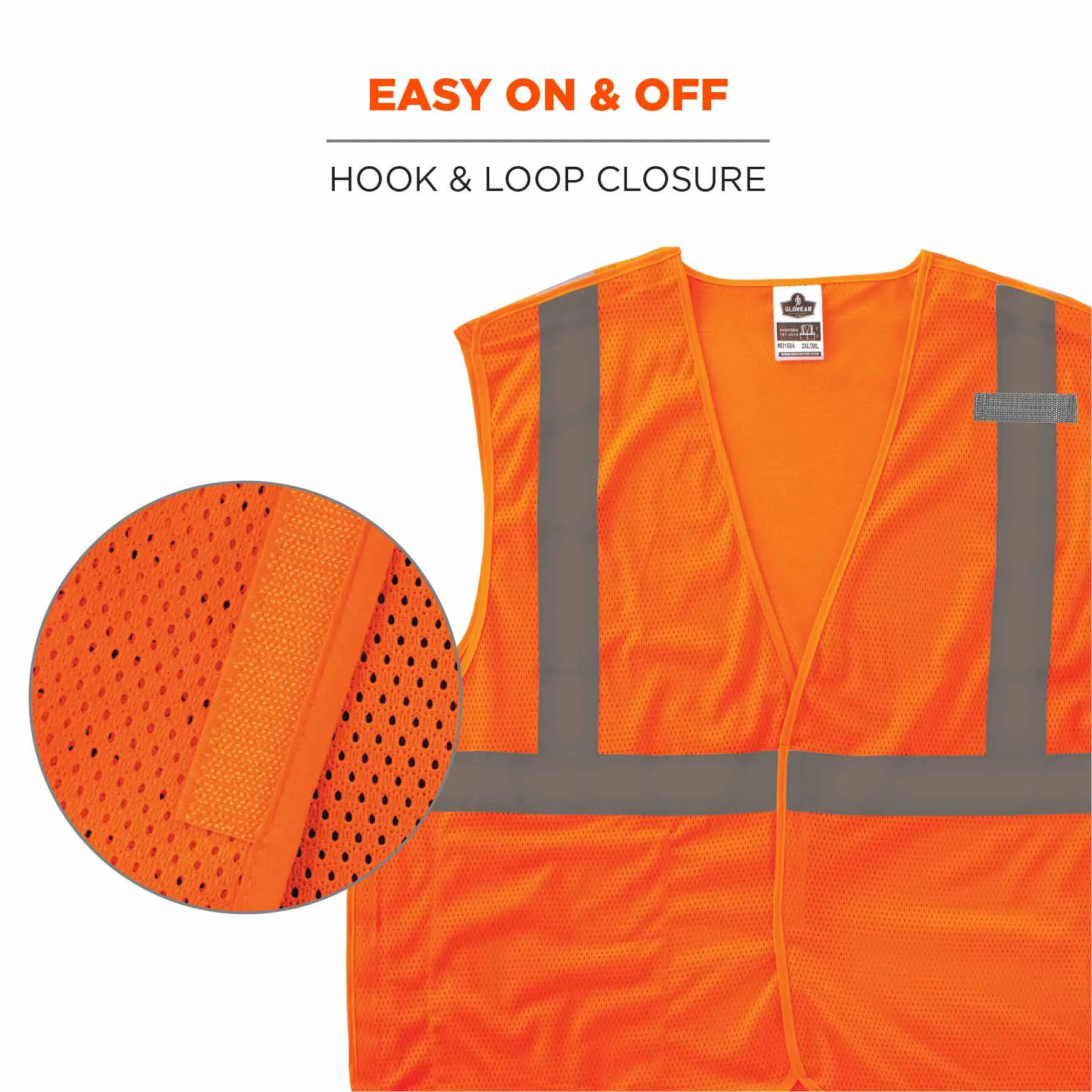 Ergodyne 24552 8215BA-S S Orange Class 2 Economy Breakaway Mesh Vest - Single Size