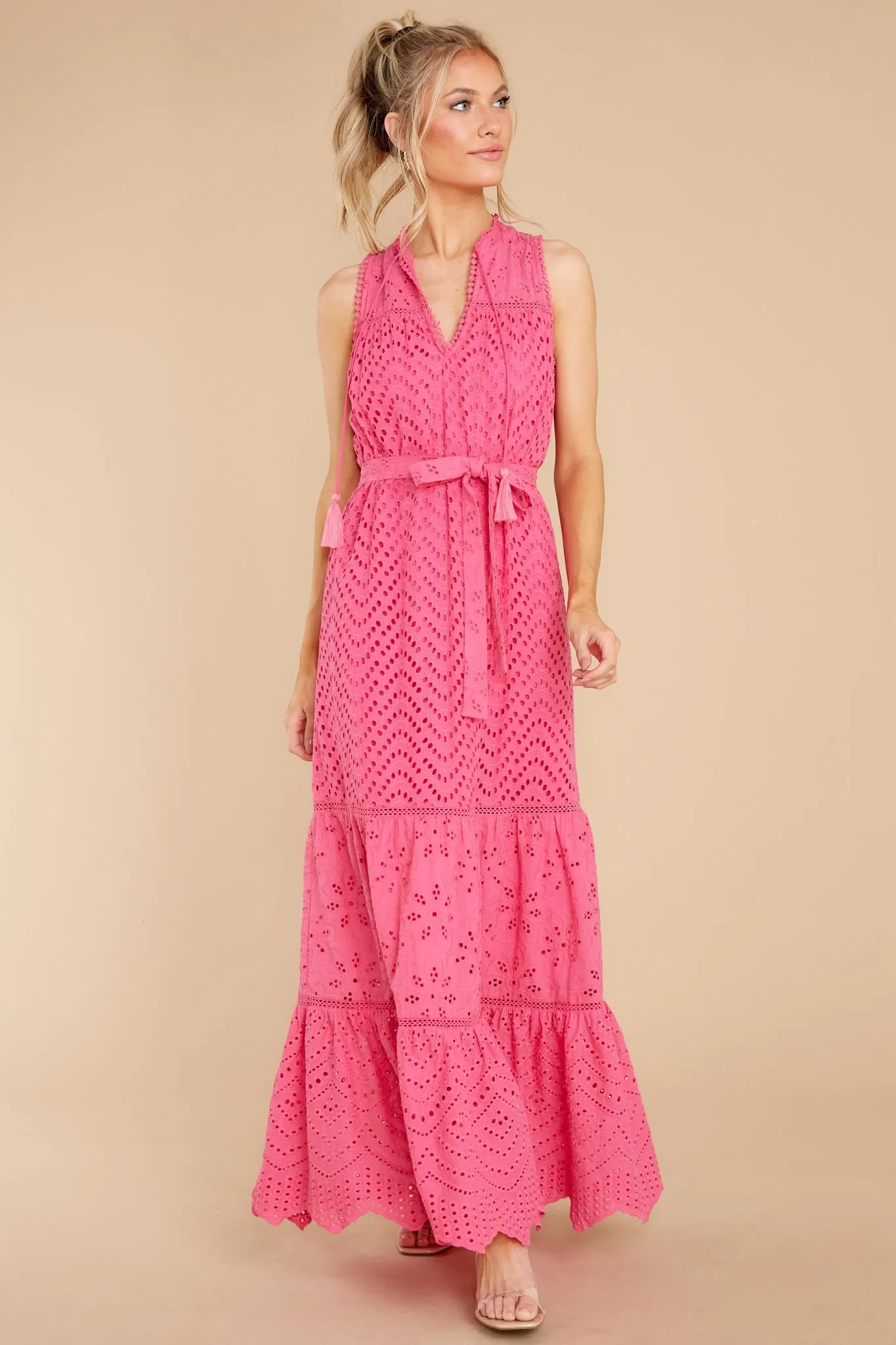 Estelle Carmine Pink Maxi Dress