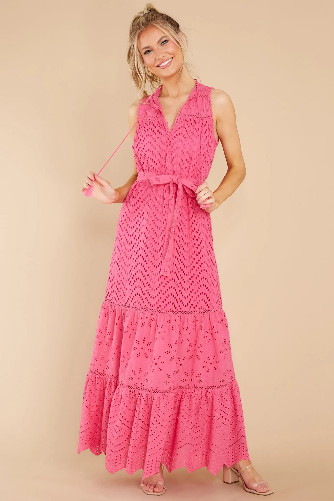 Estelle Carmine Pink Maxi Dress