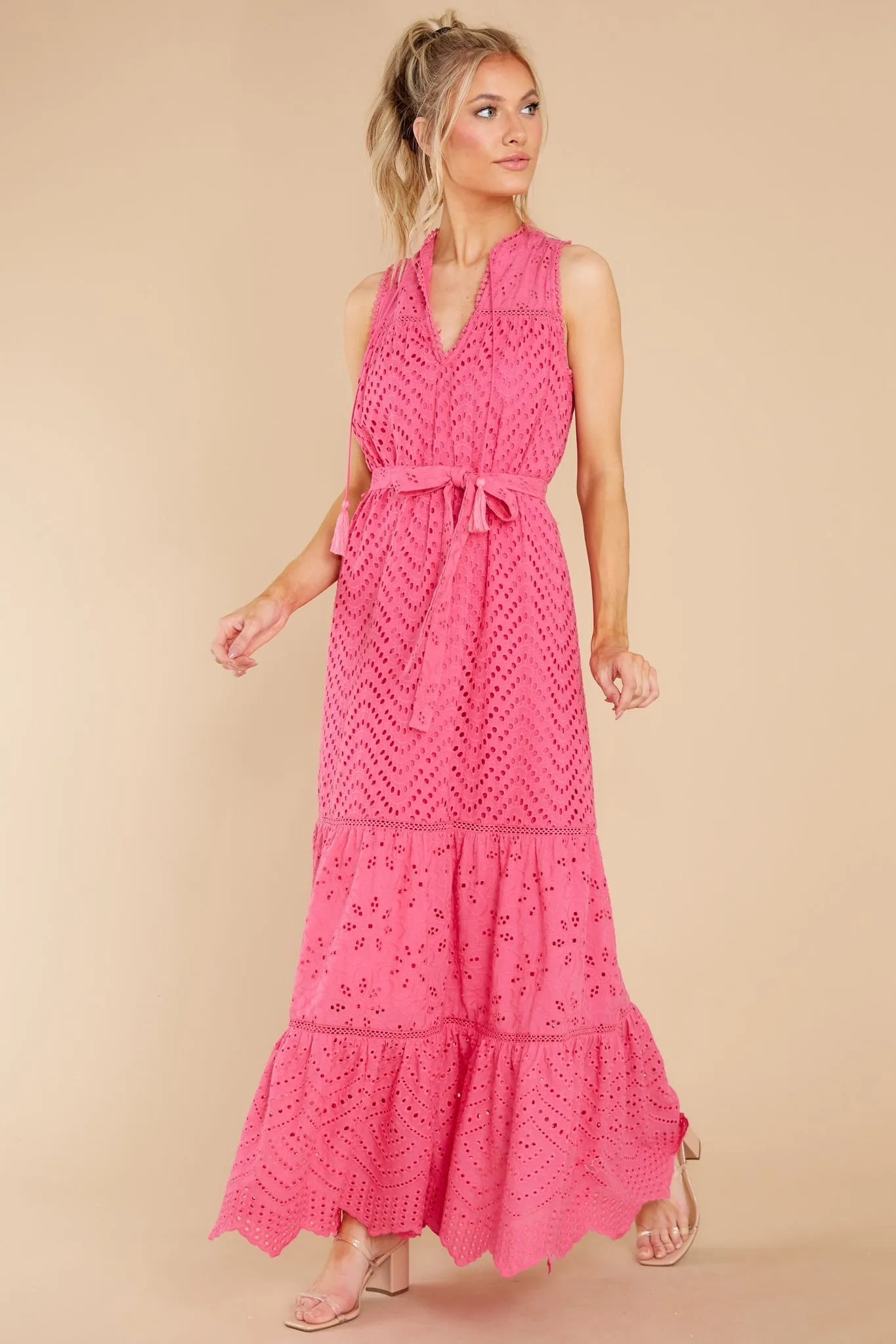 Estelle Carmine Pink Maxi Dress