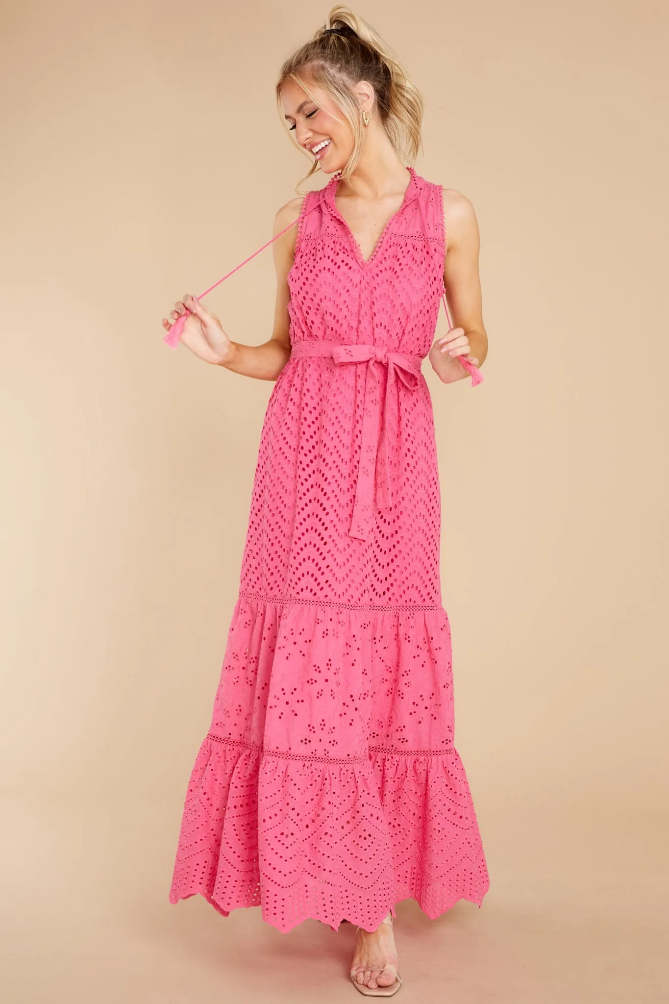 Estelle Carmine Pink Maxi Dress